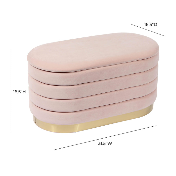 Lillian 31.5" Blush Performance Velvet Storage Bench