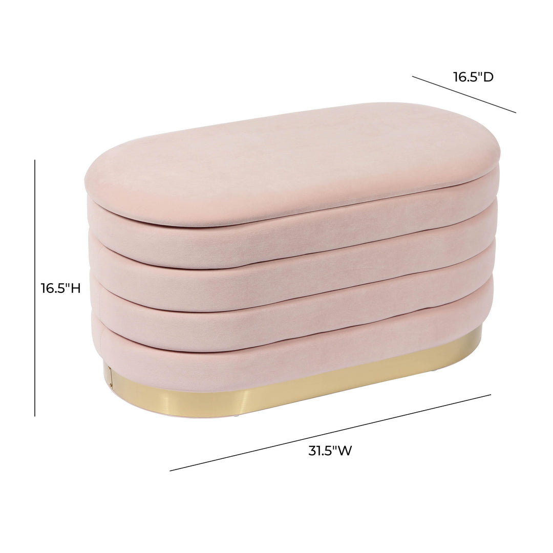 Lillian 31.5" Blush Performance Velvet Storage Bench