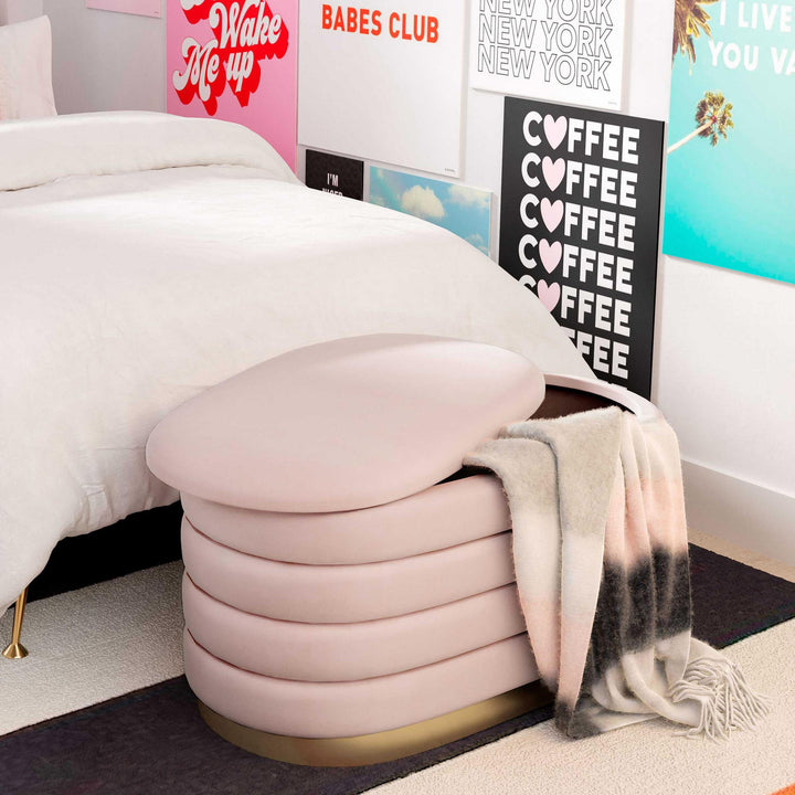 Lillian 31.5" Blush Performance Velvet Storage Bench