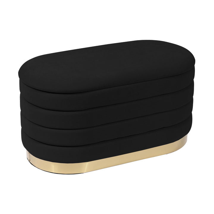 Lillian 31.5" Black Performance Velvet Storage Bench