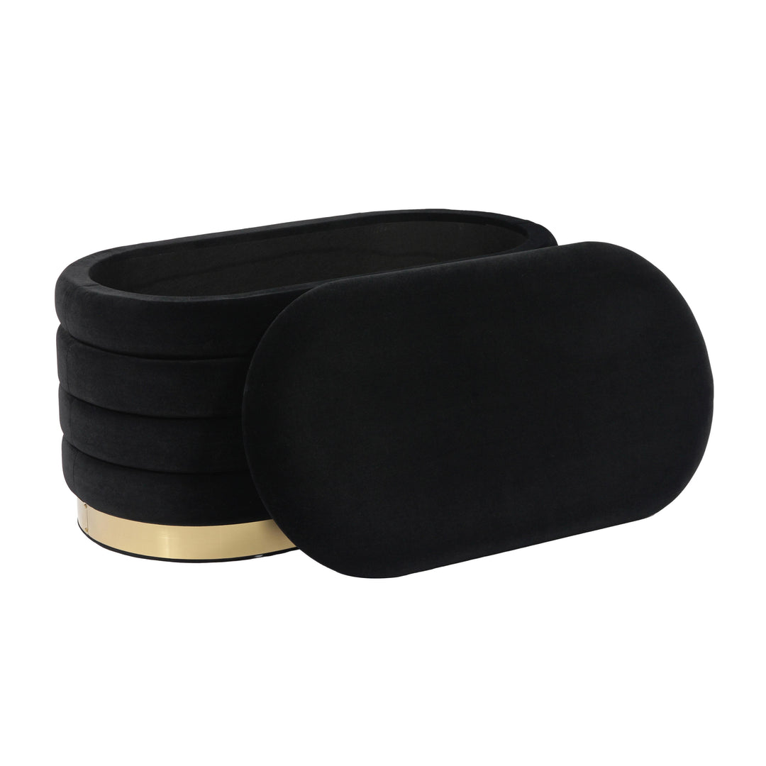 Lillian 31.5" Black Performance Velvet Storage Bench