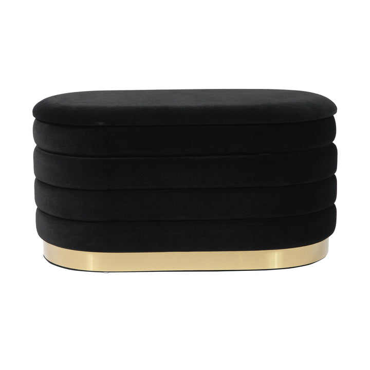 Lillian 31.5" Black Performance Velvet Storage Bench
