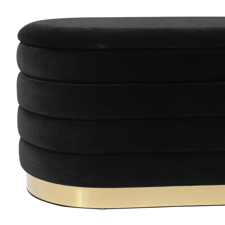 Lillian 31.5" Black Performance Velvet Storage Bench