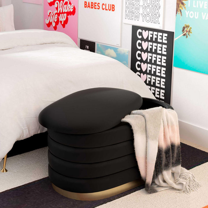 Lillian 31.5" Black Performance Velvet Storage Bench