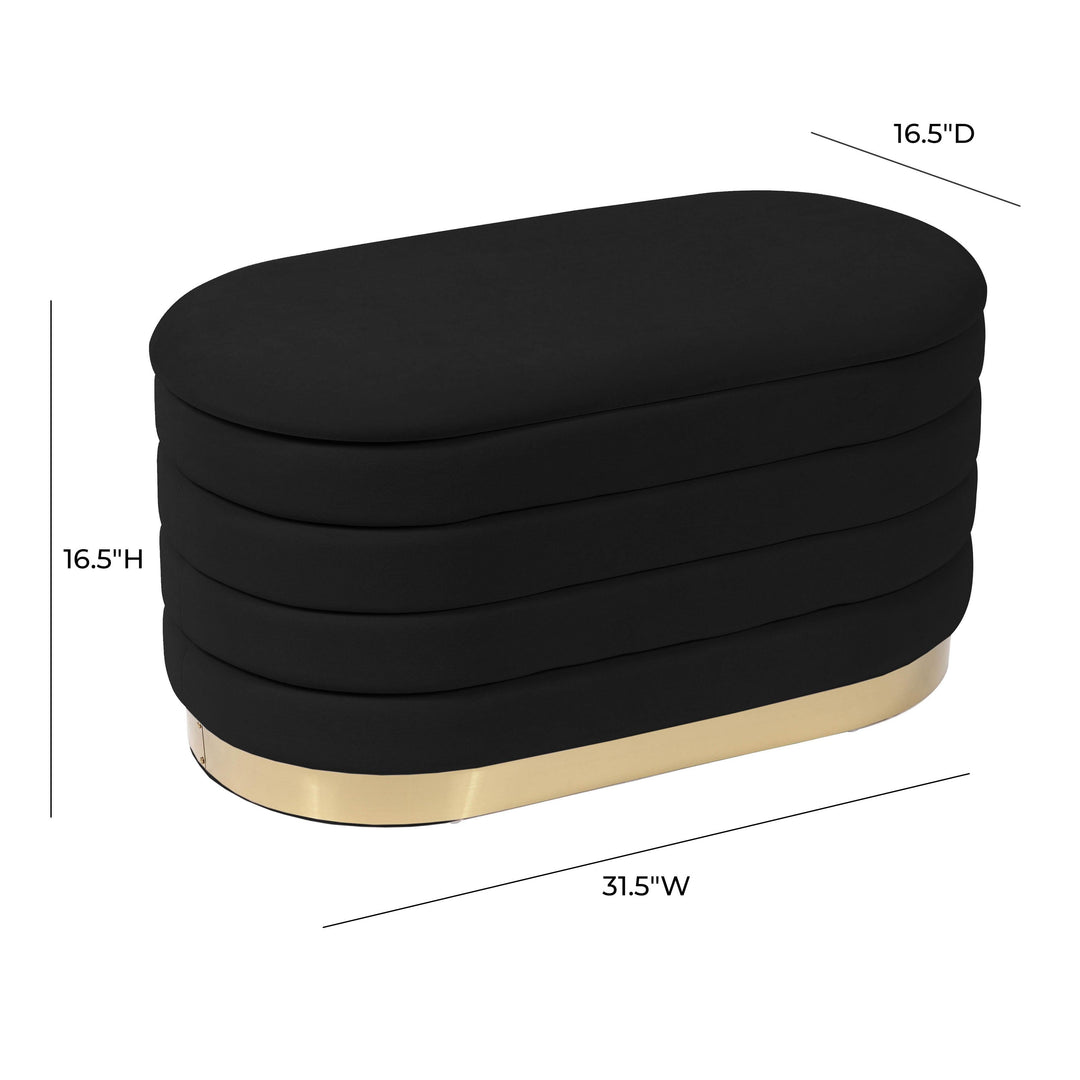 Lillian 31.5" Black Performance Velvet Storage Bench