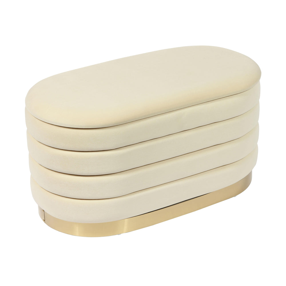 Lillian 31.5" Cream Performance Velvet Storage Bench