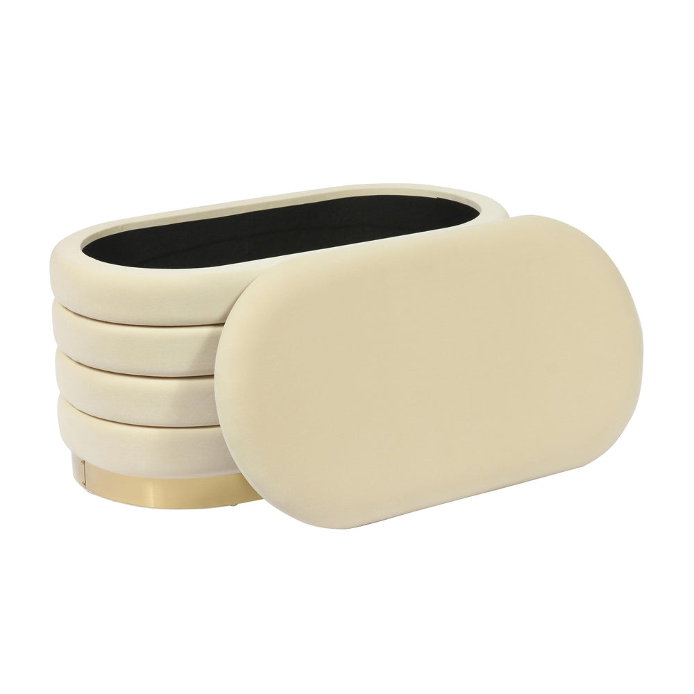 Lillian 31.5" Cream Performance Velvet Storage Bench