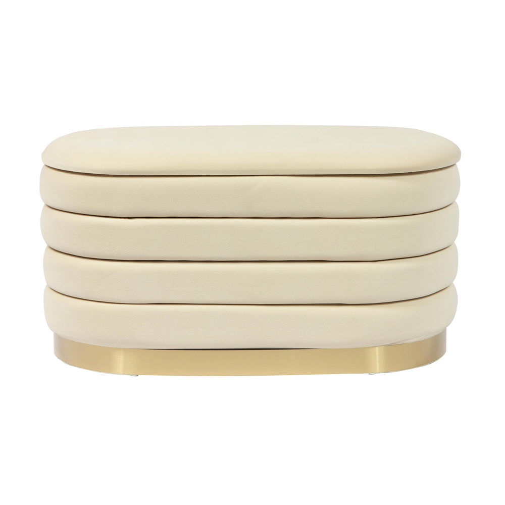 Lillian 31.5" Cream Performance Velvet Storage Bench