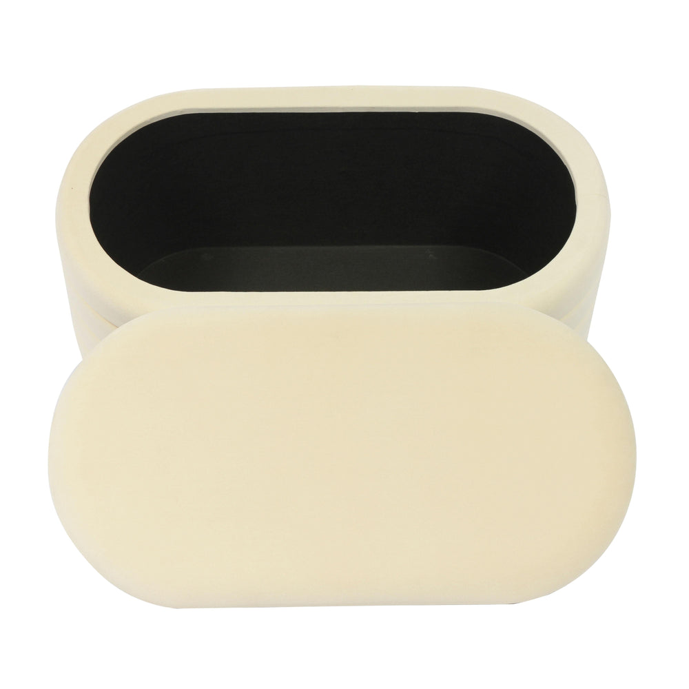 Lillian 31.5" Cream Performance Velvet Storage Bench