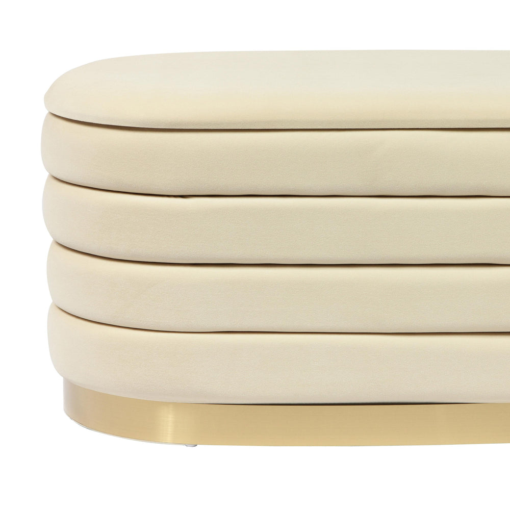 Lillian 31.5" Cream Performance Velvet Storage Bench