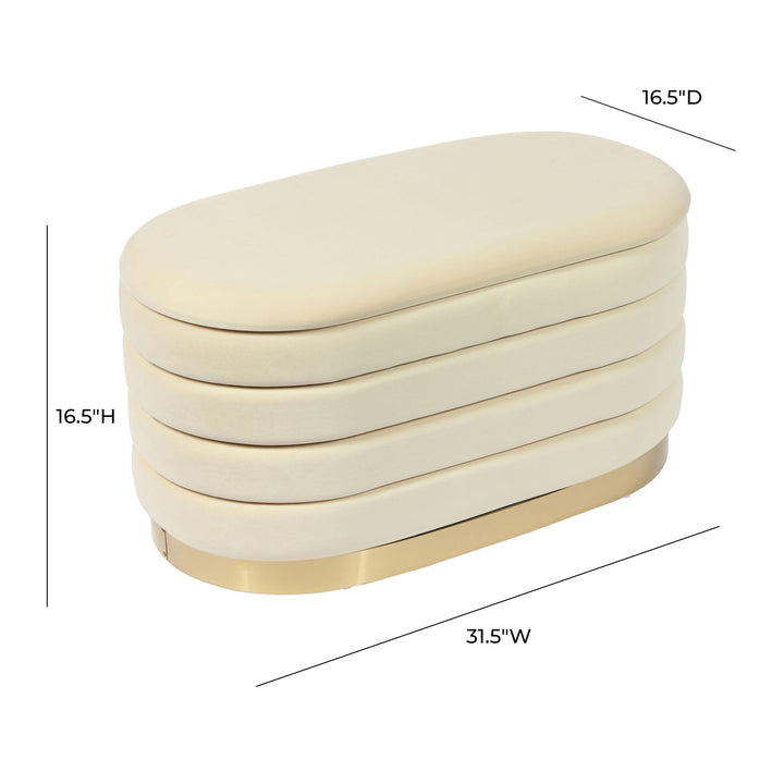 Lillian 31.5" Cream Performance Velvet Storage Bench