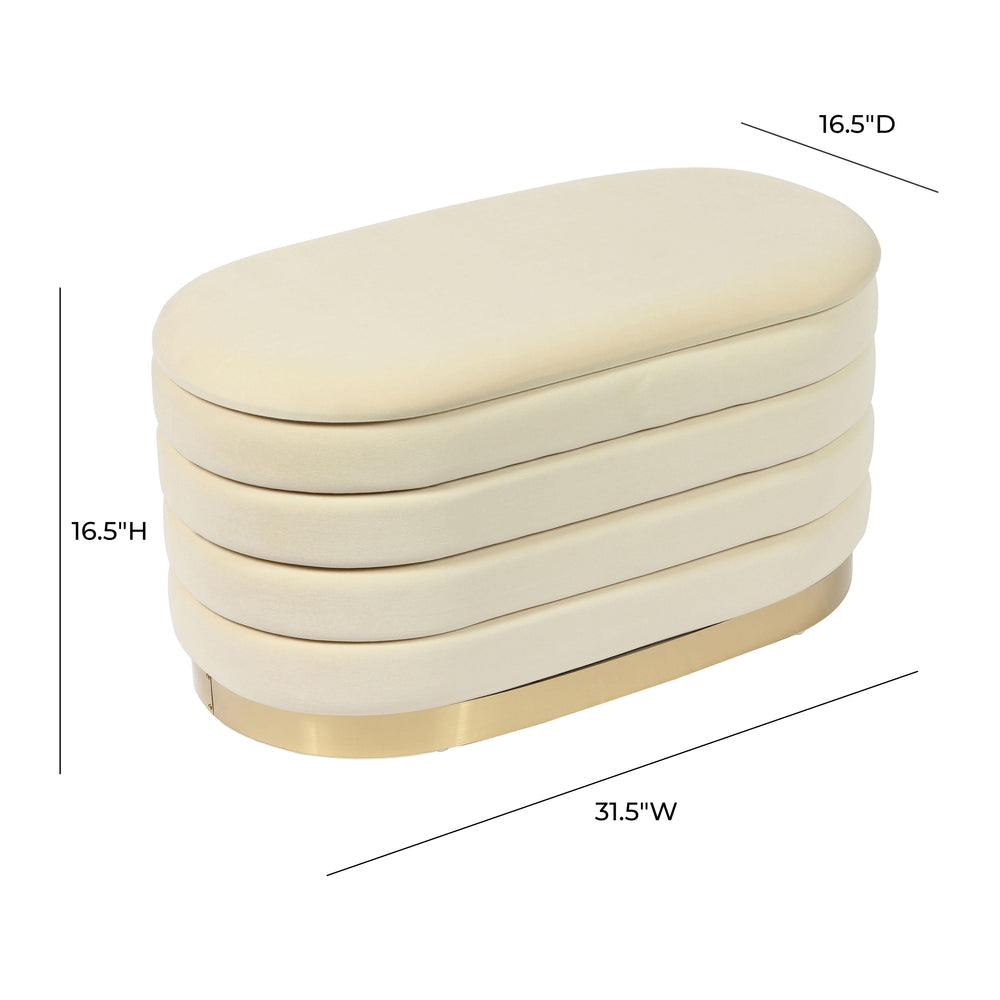 Lillian 31.5" Cream Performance Velvet Storage Bench