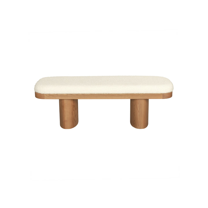 Ollie 48" White Performance Boucle Wooden Bench