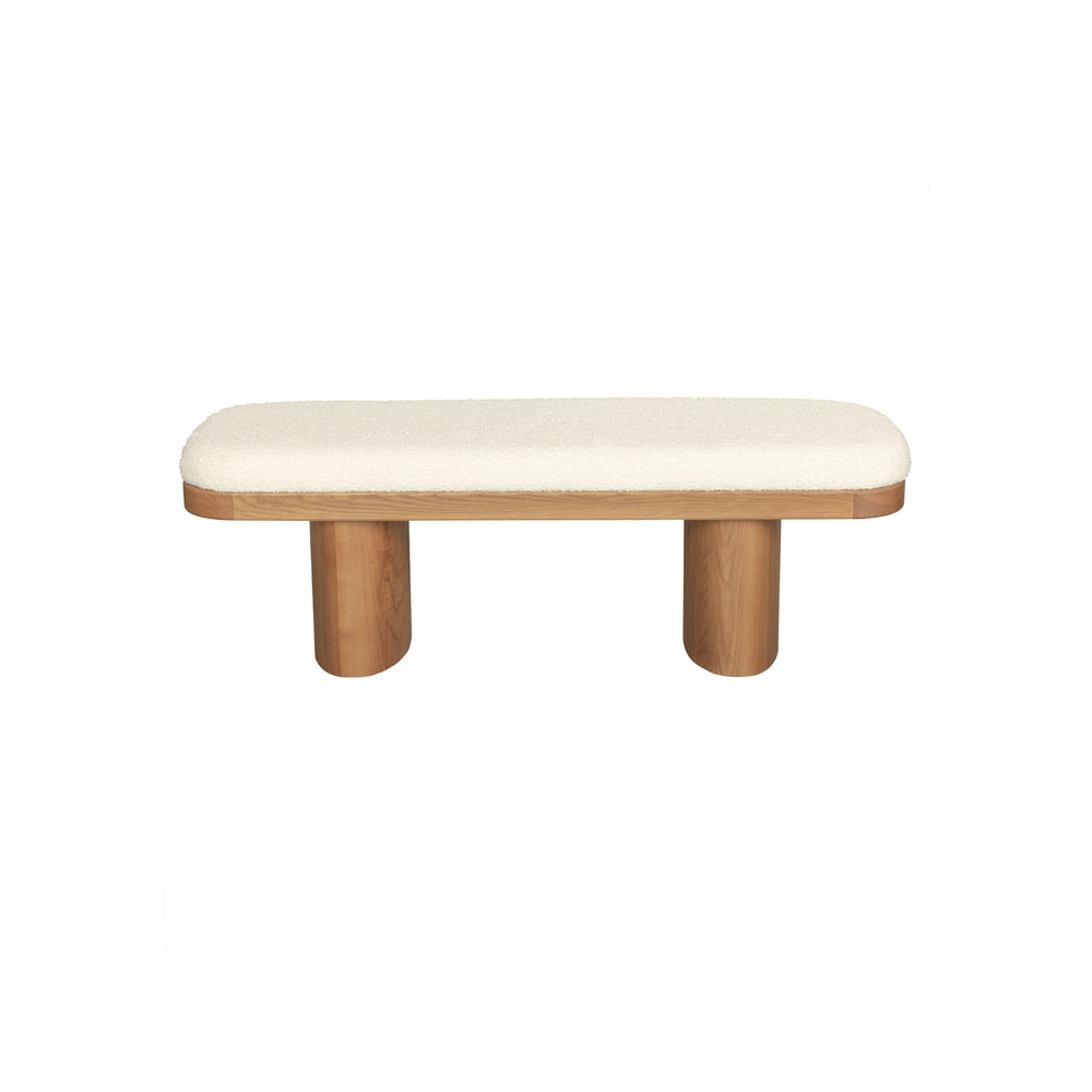 Ollie 48" White Performance Boucle Wooden Bench