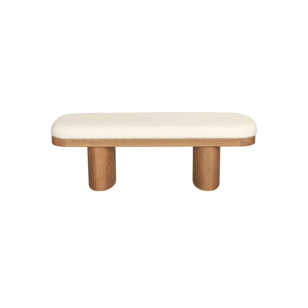 Ollie 48" White Performance Boucle Wooden Bench