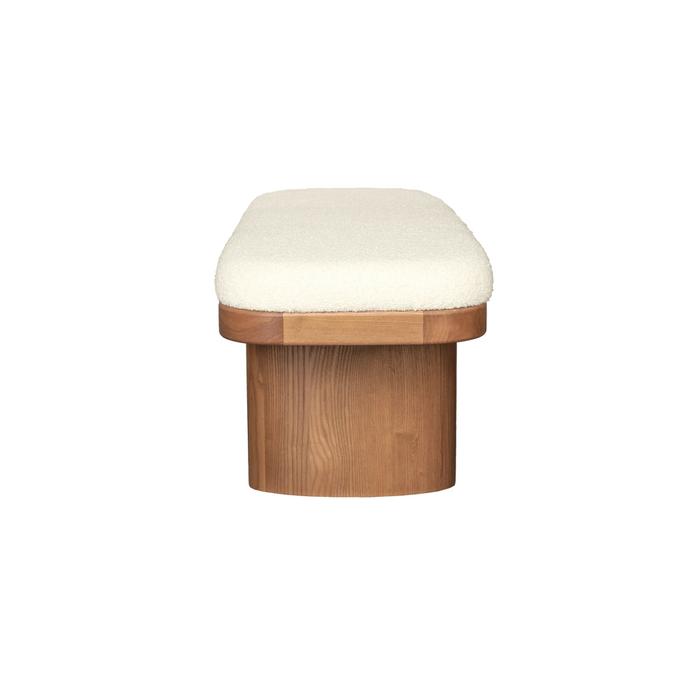 Ollie 48" White Performance Boucle Wooden Bench