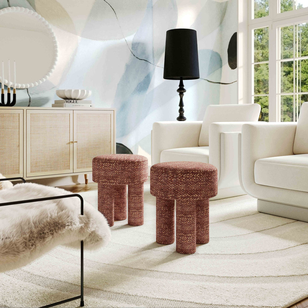 Claire Textured Accent Stool - Brown