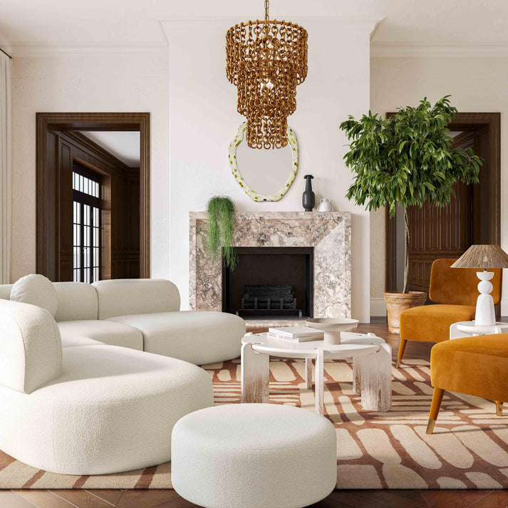 Broohah Beige Linen Ottoman