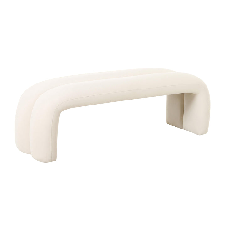Leigh 56" Cream Performance Velvet Channeled Bench