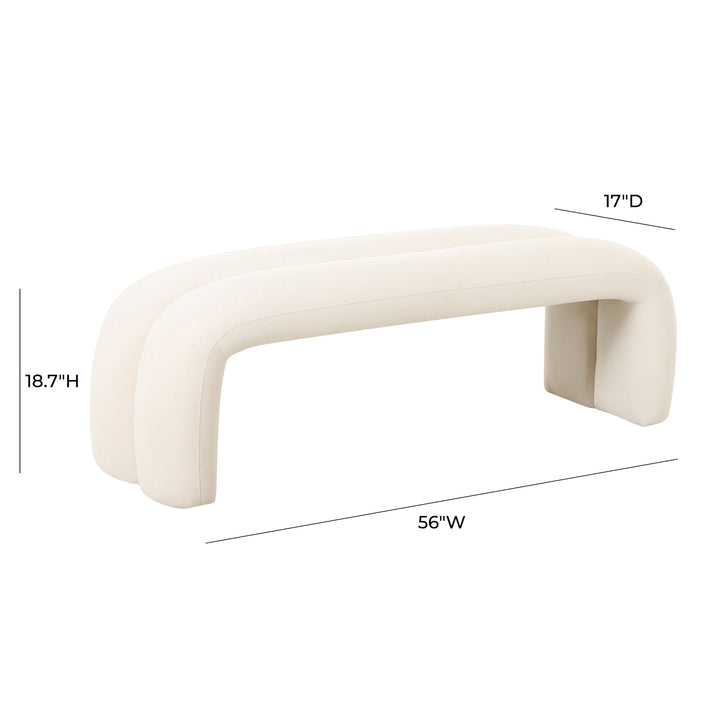 Leigh 56" Cream Performance Velvet Channeled Bench