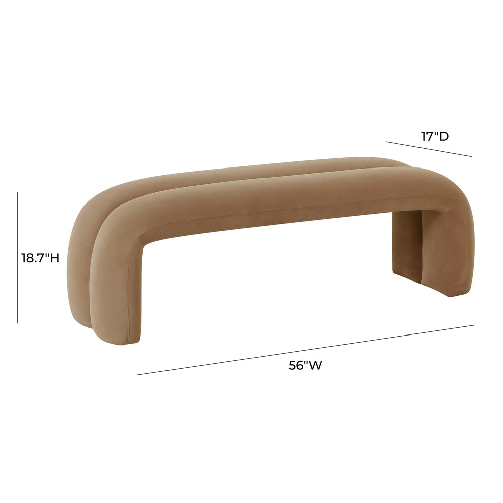 Leigh 56" Taupe Performance Velvet Channeled Bench
