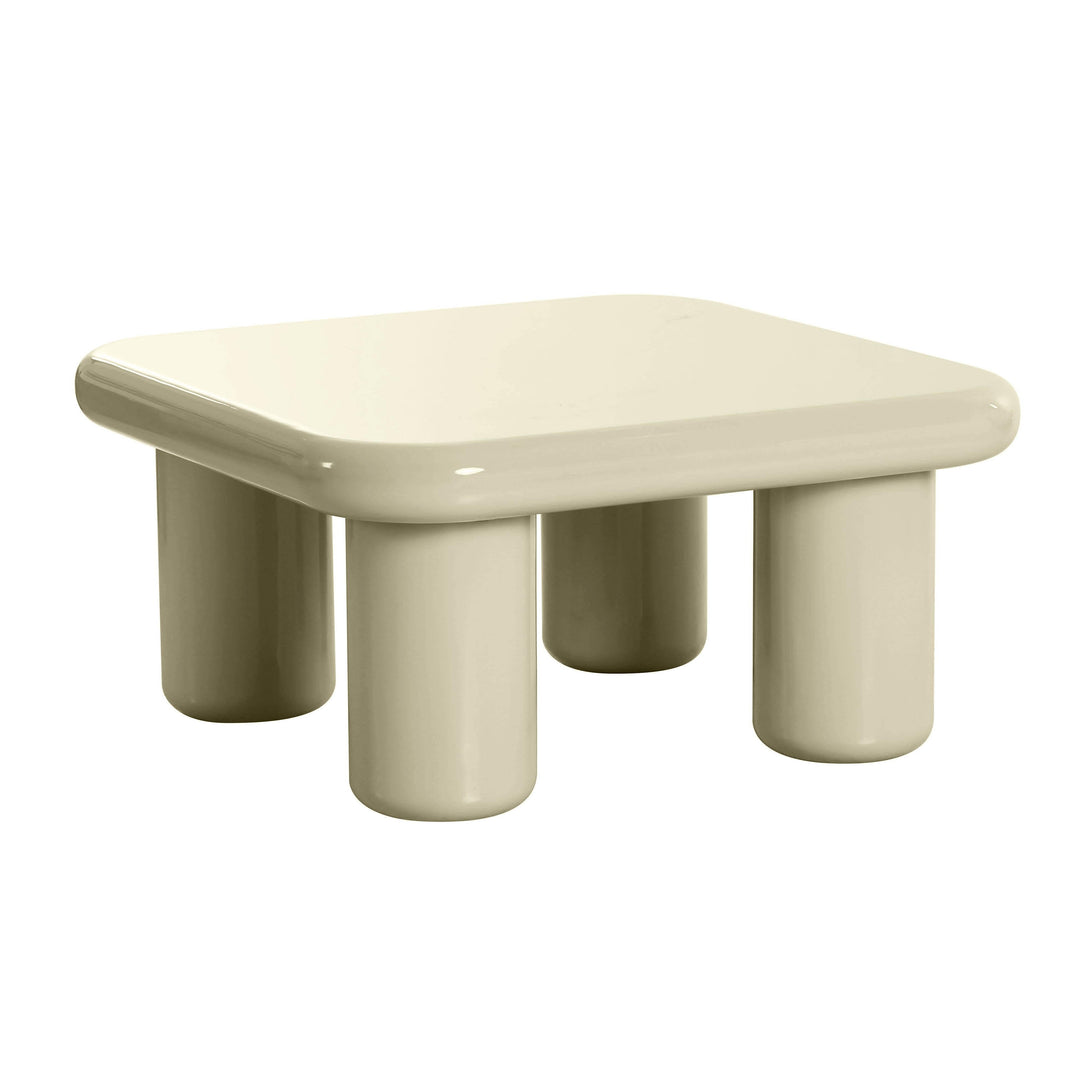 Memphis 33.5" Cream Glossy Square Coffee Table