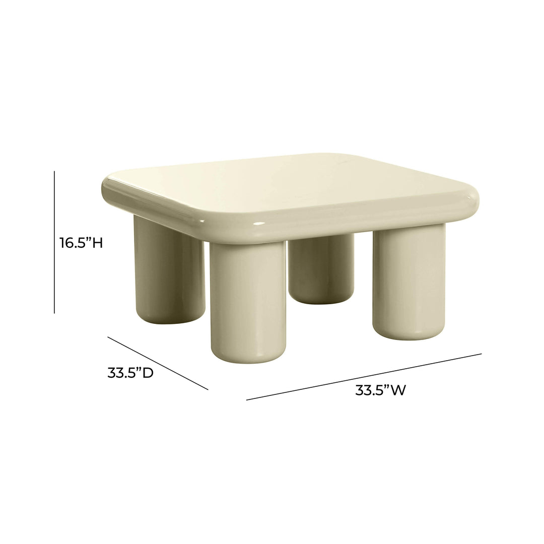 Memphis 33.5" Cream Glossy Square Coffee Table