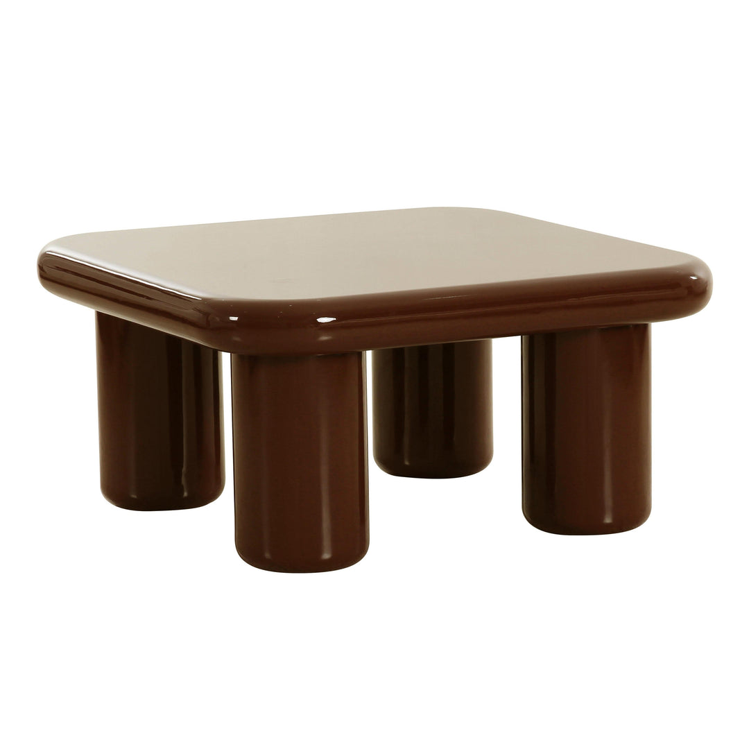 Memphis 33.5" Chocolate Brown Glossy Square Coffee Table