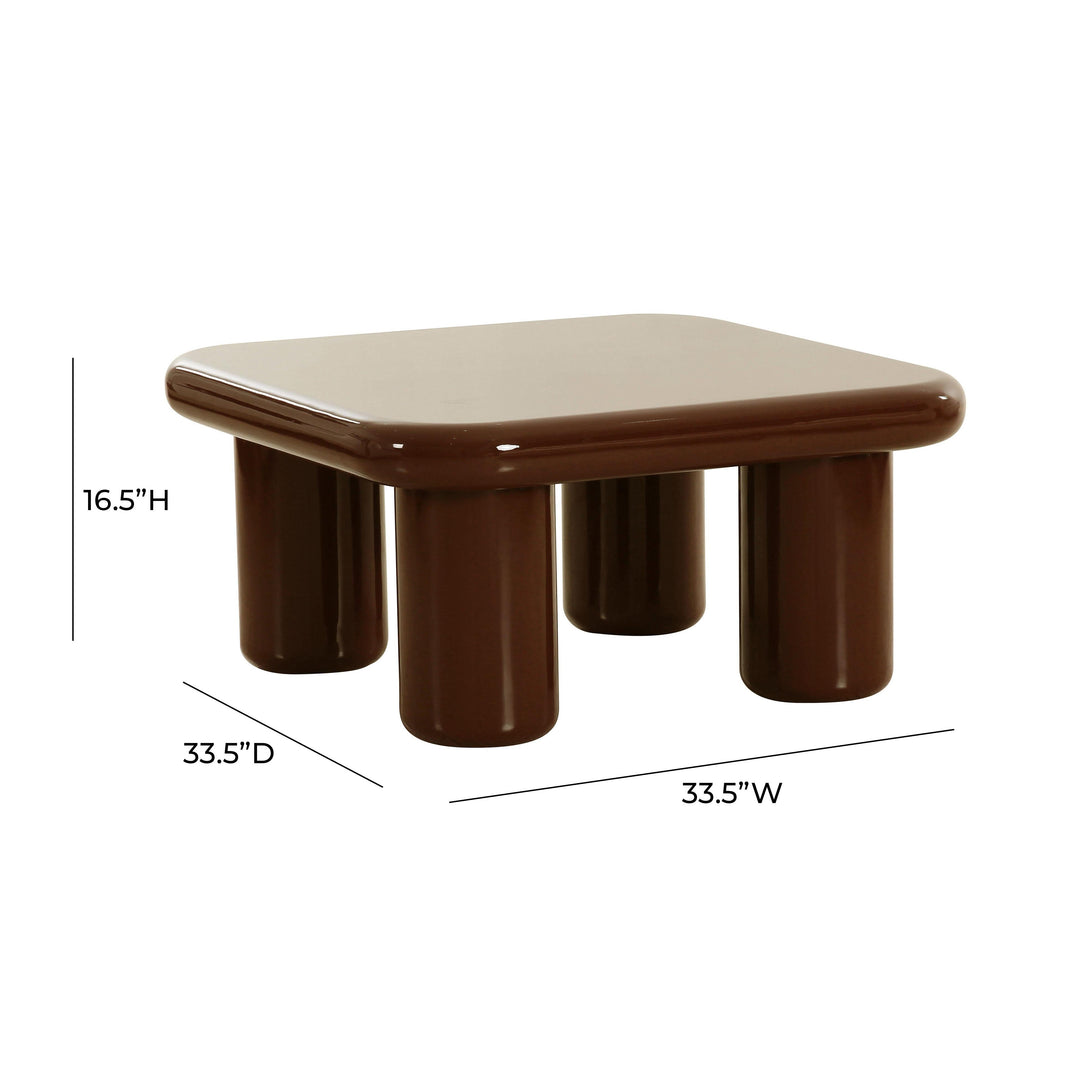 Memphis 33.5" Chocolate Brown Glossy Square Coffee Table