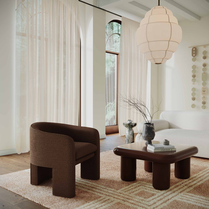 Memphis 33.5" Chocolate Brown Glossy Square Coffee Table