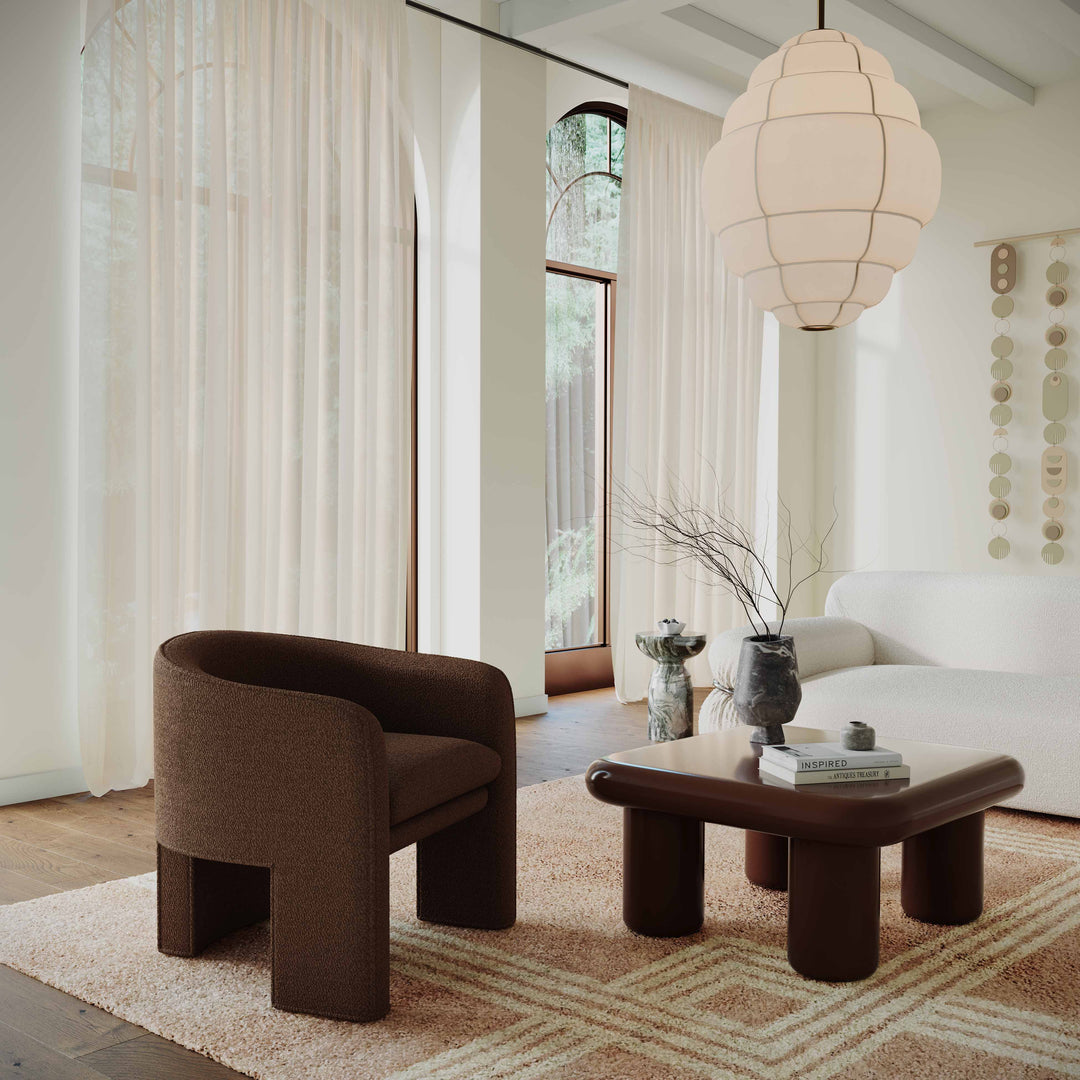 Memphis 33.5" Chocolate Brown Glossy Square Coffee Table
