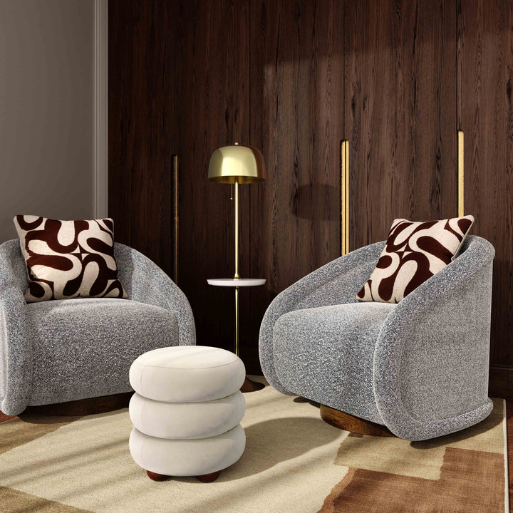 Stefanie Performance Velvet Ottoman - Cream