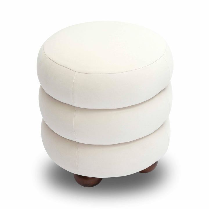 Stefanie Performance Velvet Ottoman - Cream