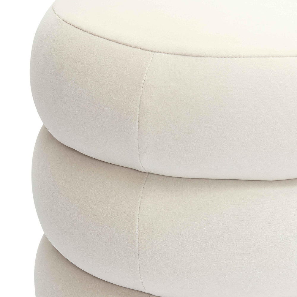 Stefanie Performance Velvet Ottoman - Cream