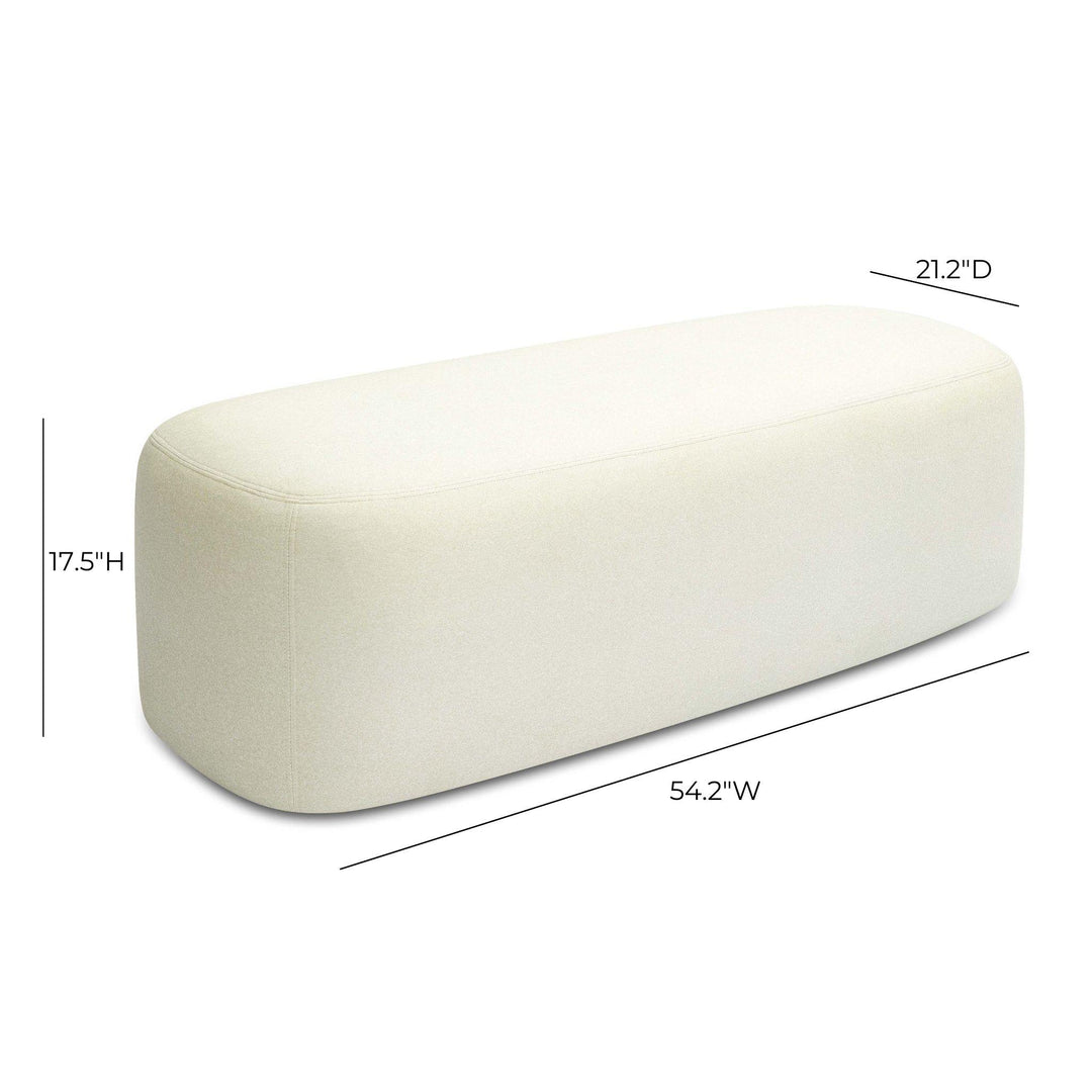 Graceland 54" Cream Performance Faux Mohair Bench