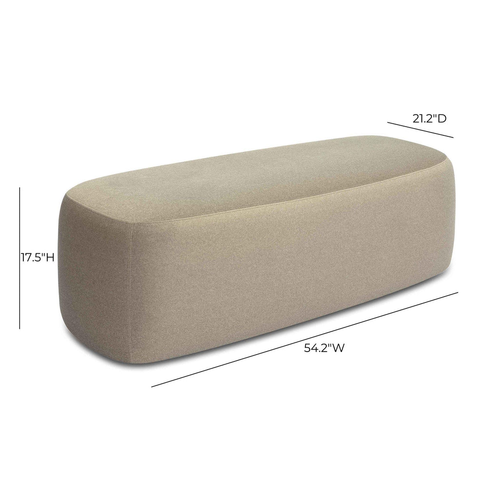 Graceland 54" Taupe Performance Faux Mohair Bench