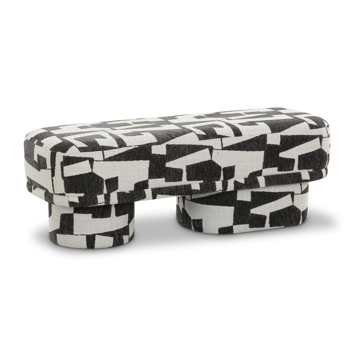 Lena 47" Black and White Performance Jacquard Bench