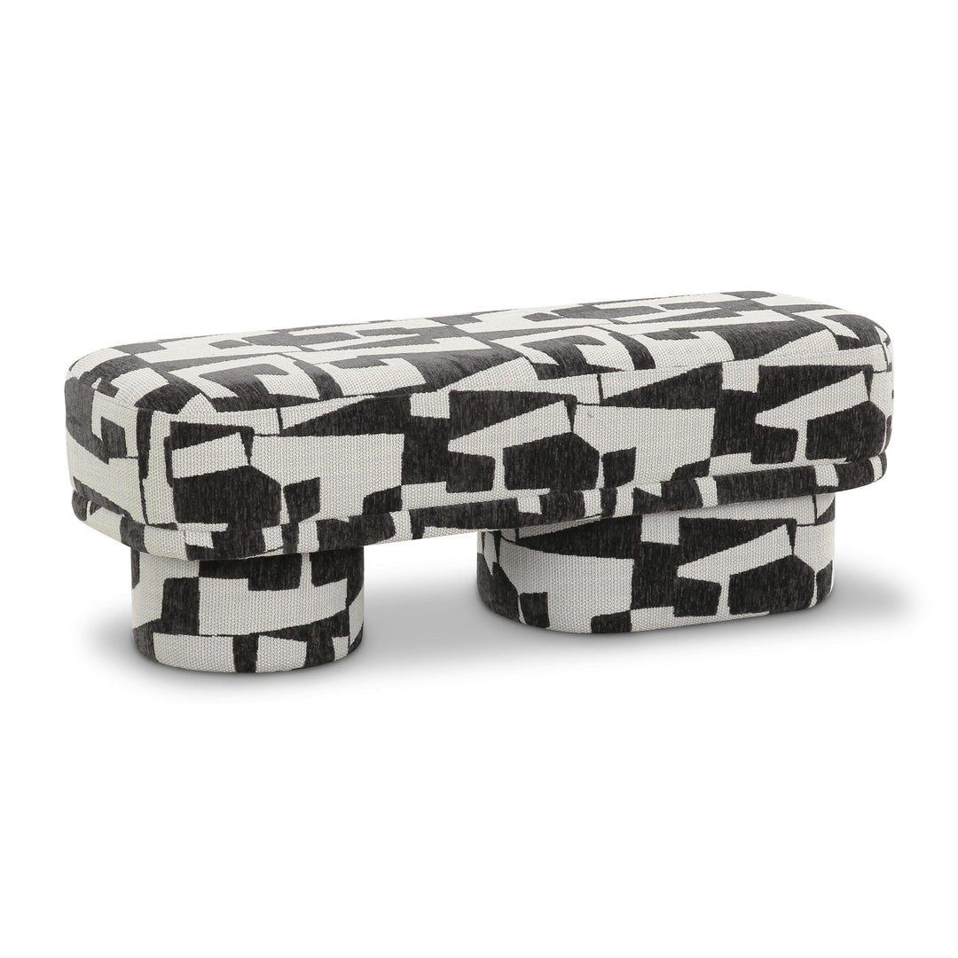 Lena 47" Black and White Performance Jacquard Bench