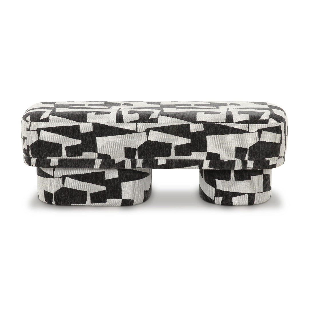 Lena 47" Black and White Performance Jacquard Bench
