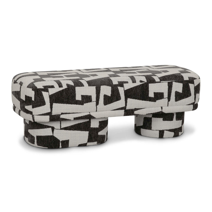 Lena 47" Black and White Performance Jacquard Bench
