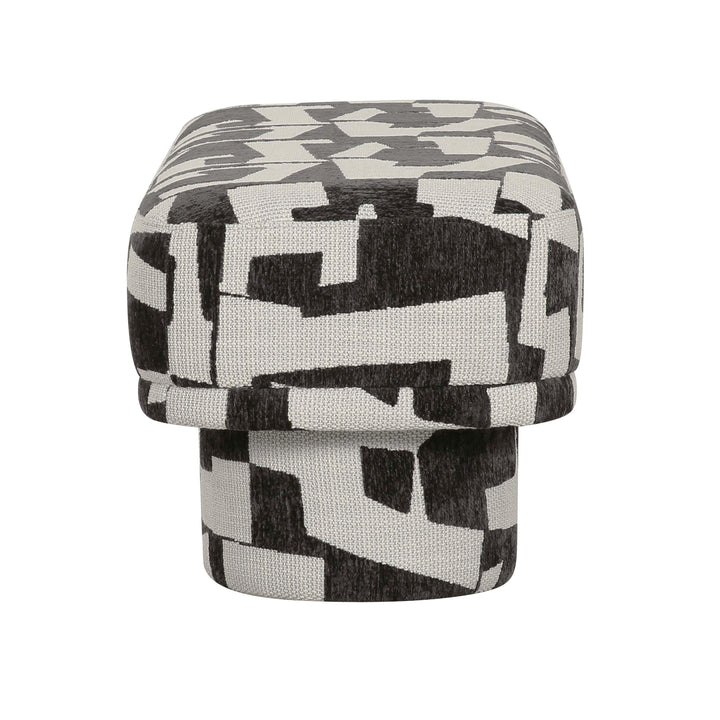 Lena 47" Black and White Performance Jacquard Bench