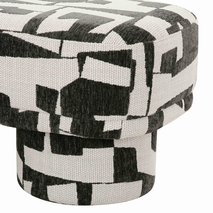 Lena 47" Black and White Performance Jacquard Bench