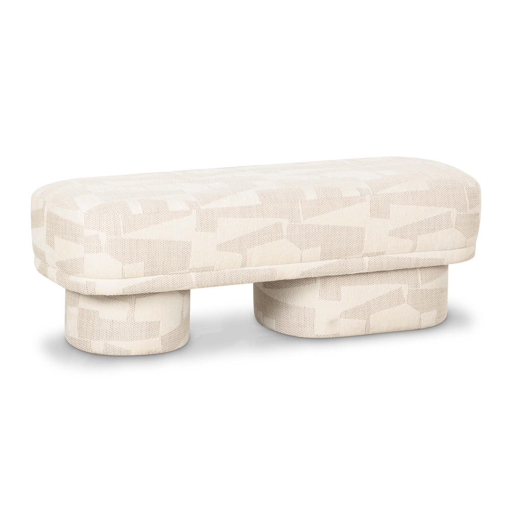 Lena 47" Cream Performance Jacquard Bench