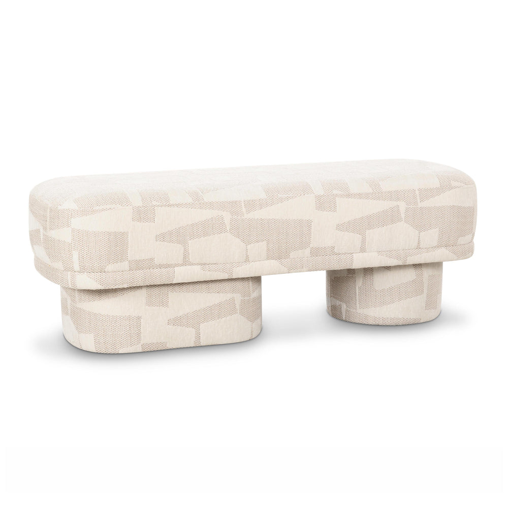 Lena 47" Cream Performance Jacquard Bench