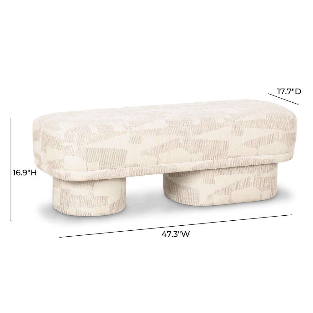 Lena 47" Cream Performance Jacquard Bench