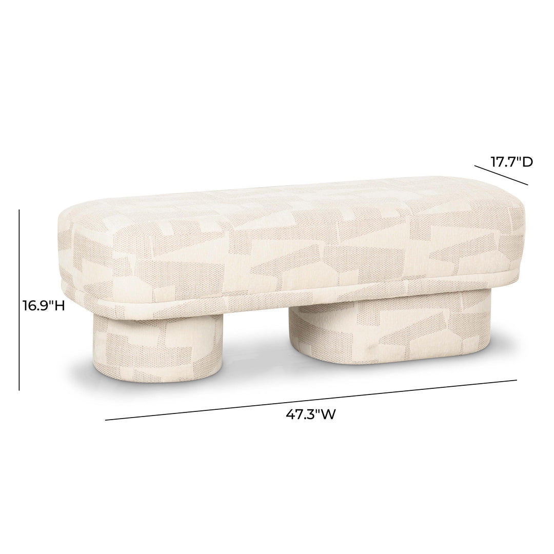 Lena 47" Cream Performance Jacquard Bench