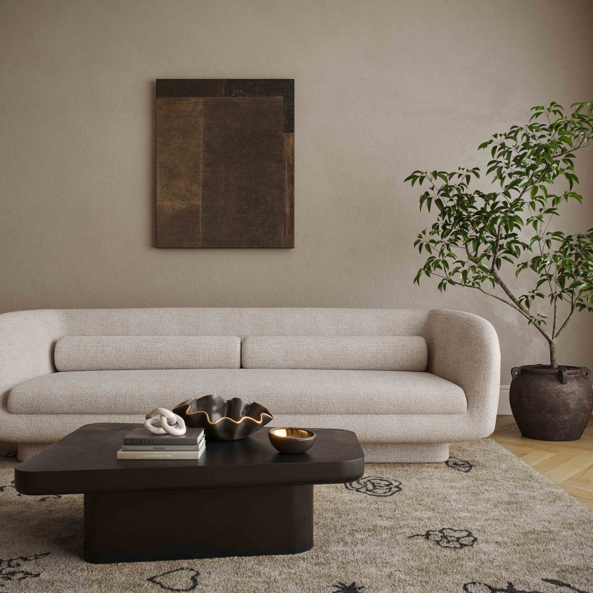 Simone 96" Cream Performance Boucle Sofa