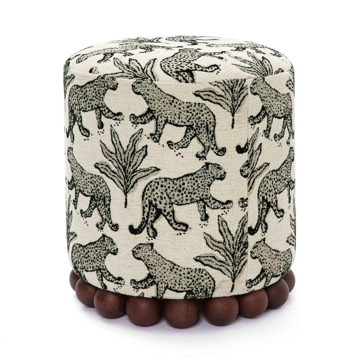 Dex Leopard Performance Jacquard Ottoman