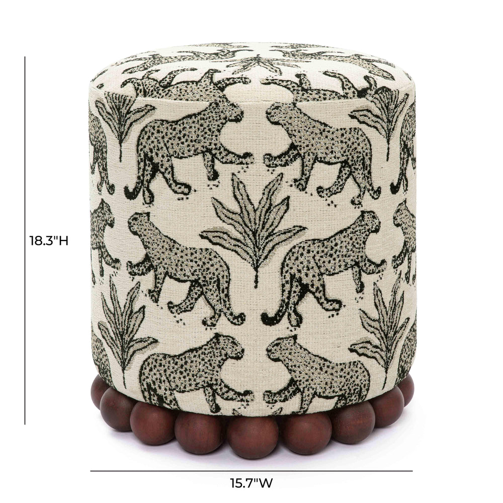 Dex Leopard Performance Jacquard Ottoman