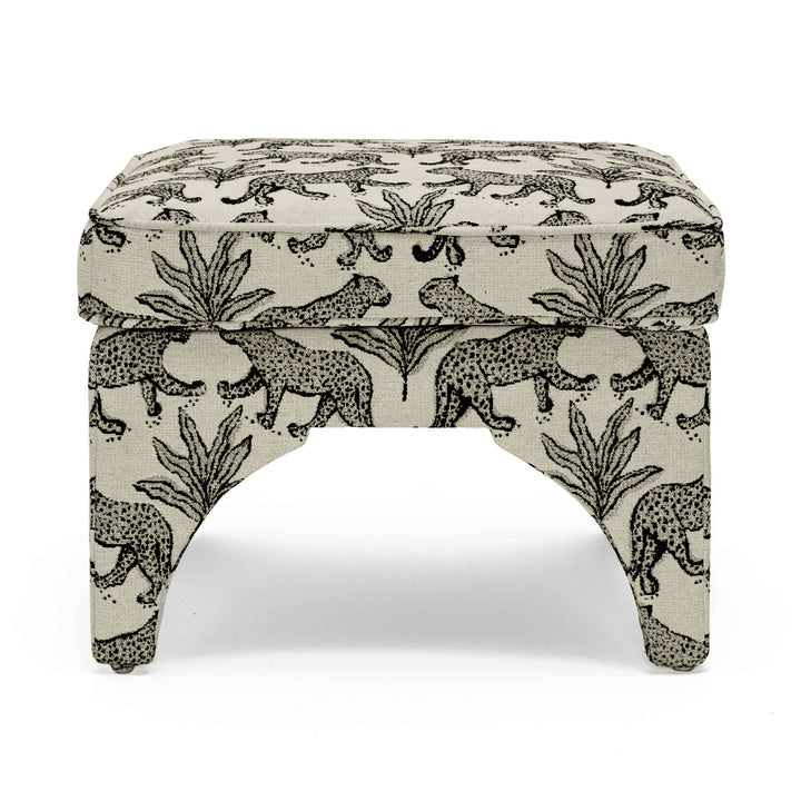 Raji Leopard Performance Jacquard Ottoman
